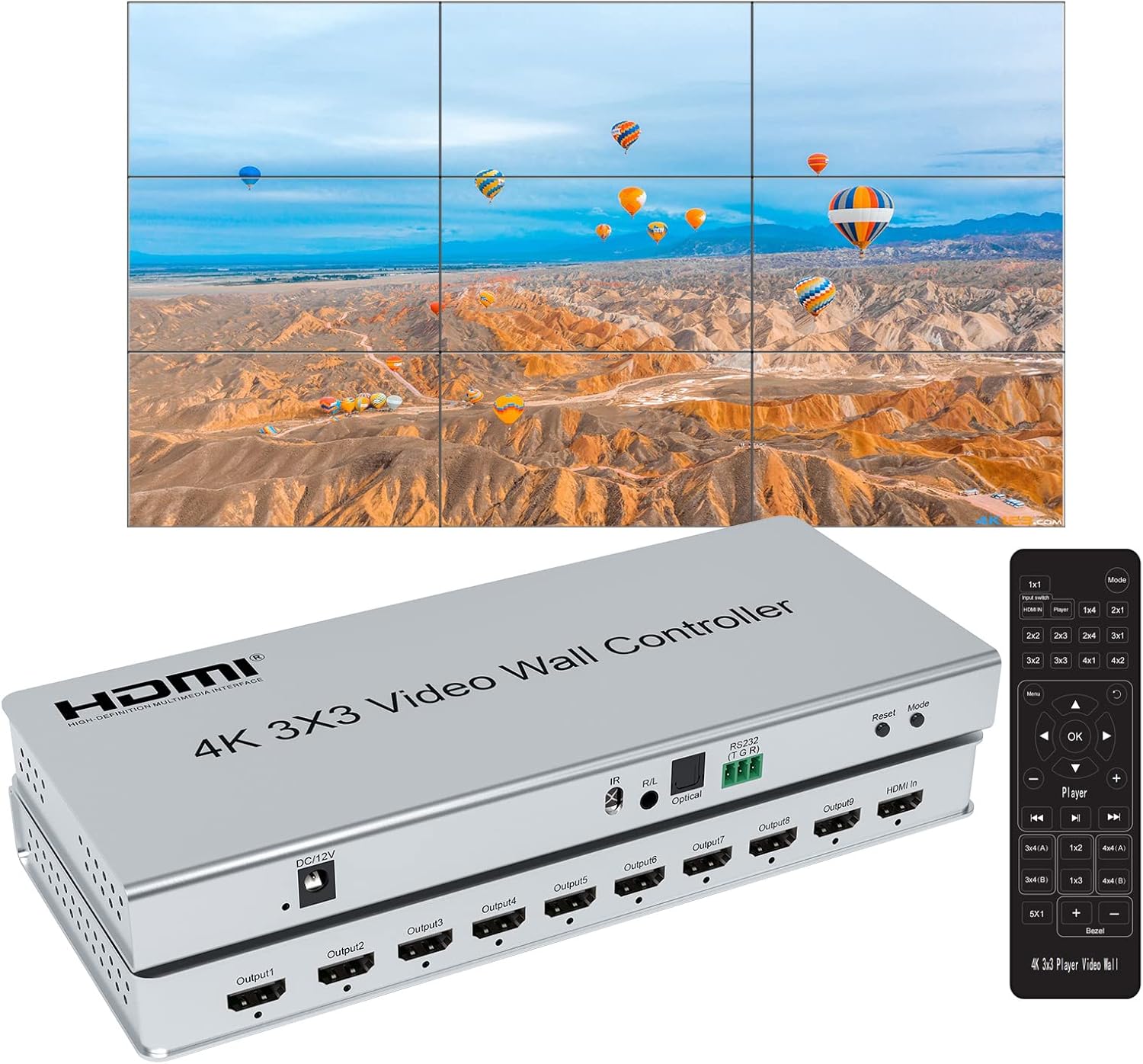 Home Cinema Projector Screen - Pengontrol Dinding Video HDMI 4K 3X3