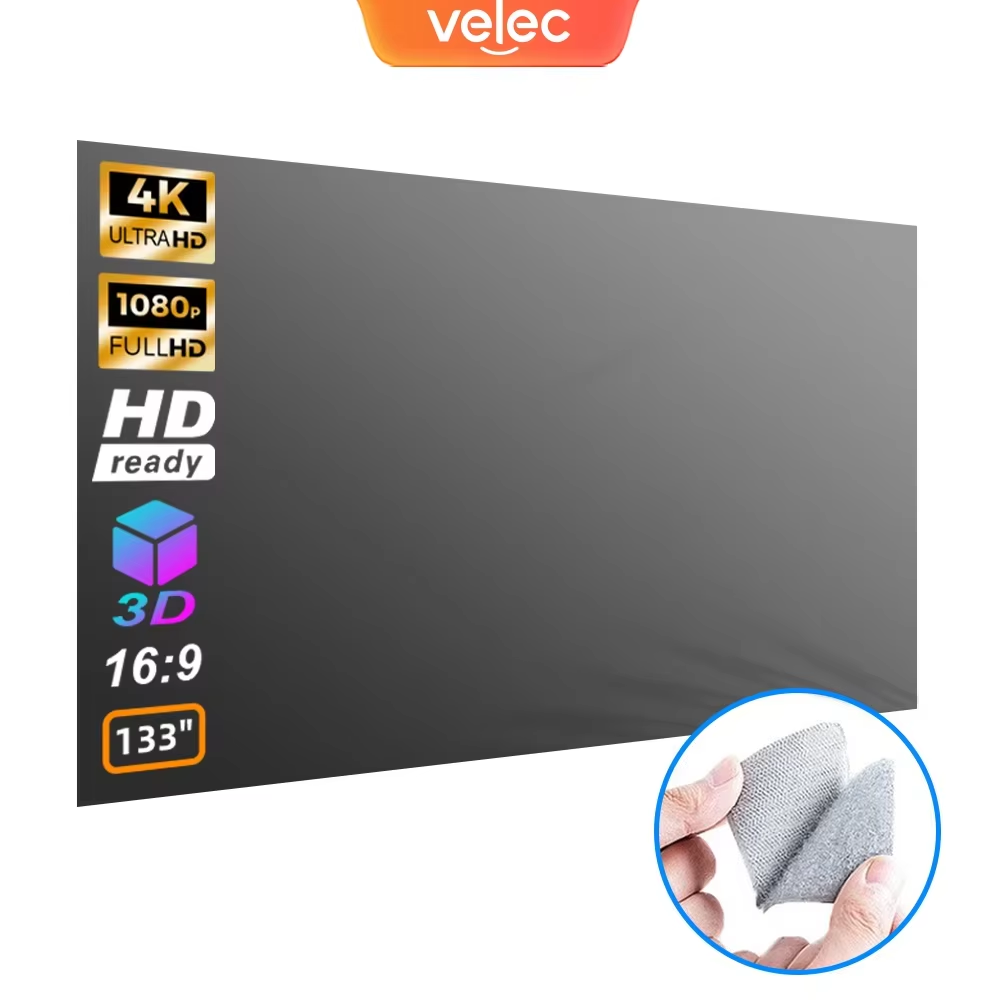 Home Cinema Projector Screen - Layar Proyektor Universal 80/100/120 Inci Dudukan