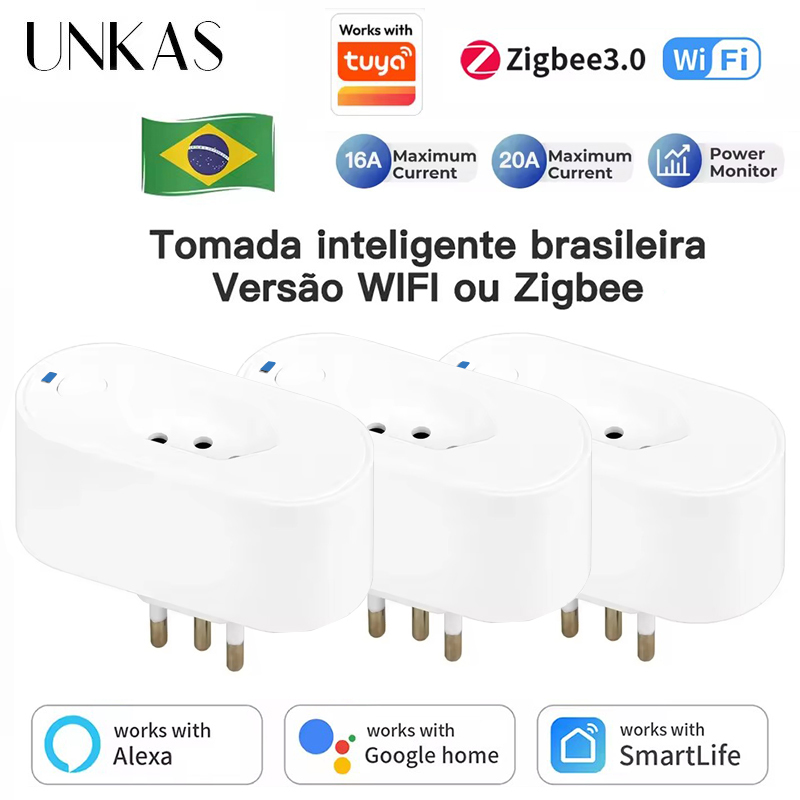 Home Cinema Alexa - UNKAS Bekerja dengan Tuya Brazil Plug