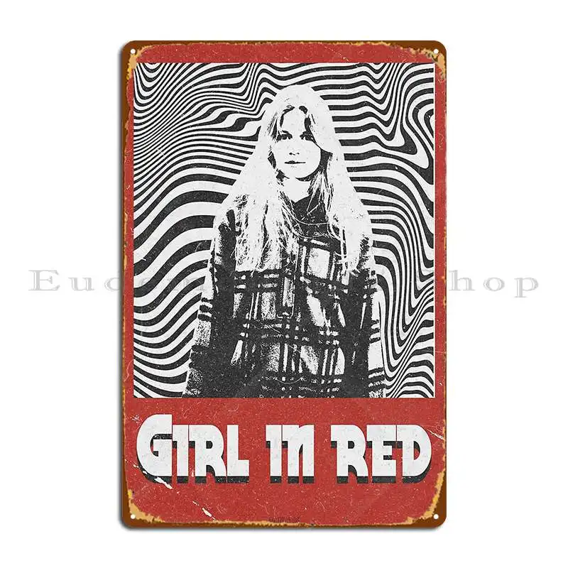 Home Cinema Wall Design - Gadis Berbaju Merah Retro Plakat Logam
