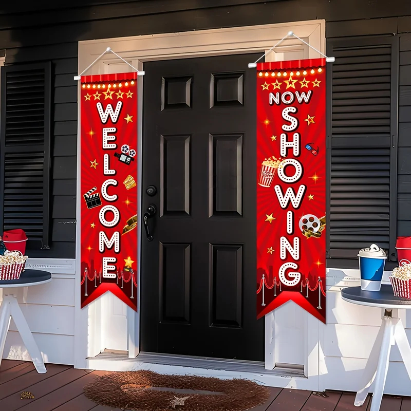 Home Cinema Today - 1 pasang, spanduk selamat datang neon
