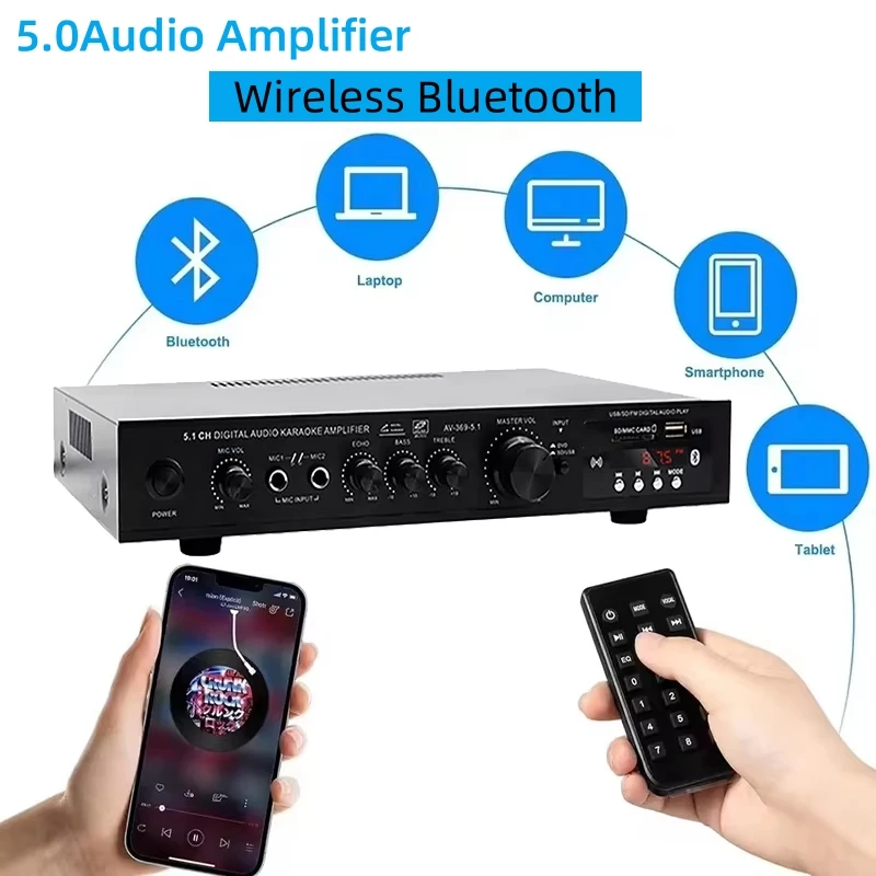 Home Cinema Bluetooth 5.1 - AV-369BT Bluetooth 5.1 Speaker Suara AMP