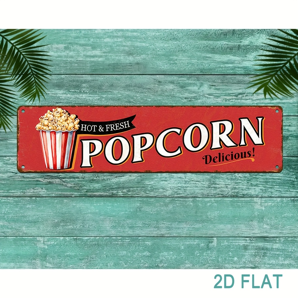 Home Cinema Wall Design - Papan Tanda Popcorn Aluminium Vintage, Dekorasi