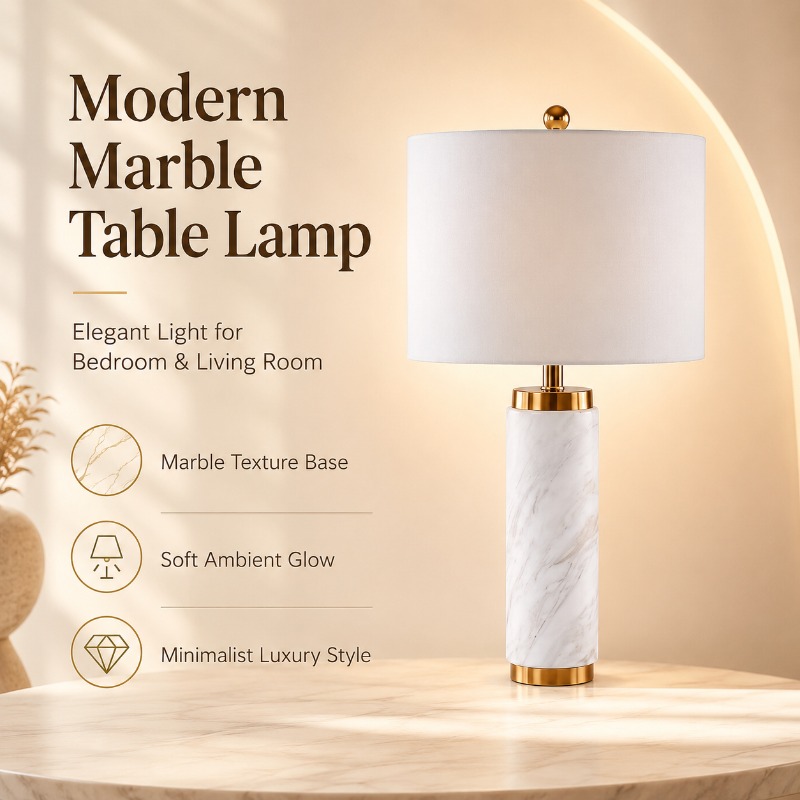 Home Cinema Glasses - Lampu Meja Marmer Modern Mewah dengan