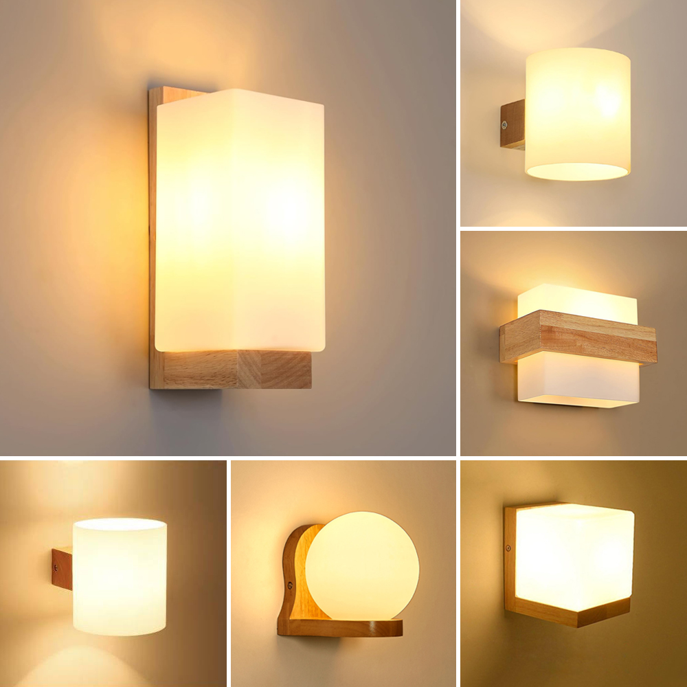 Home Cinema Glasses - Lampu Dinding Kayu Nordic dengan Naungan