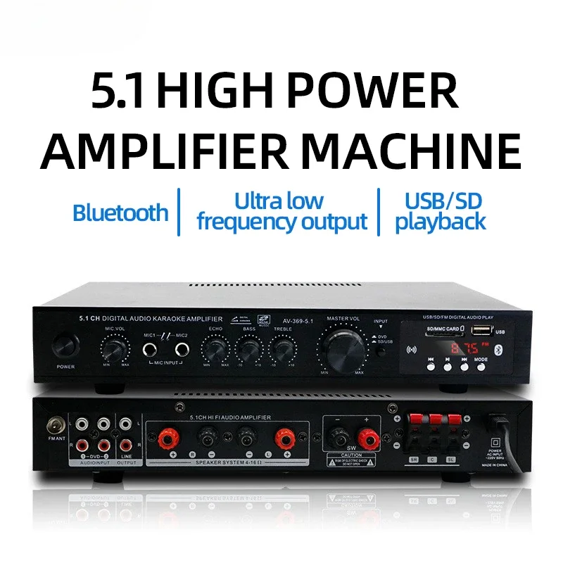 Home Cinema Bluetooth 5.1 - AV-369BT Bluetooth 5.1 Sound Speaker AMP,