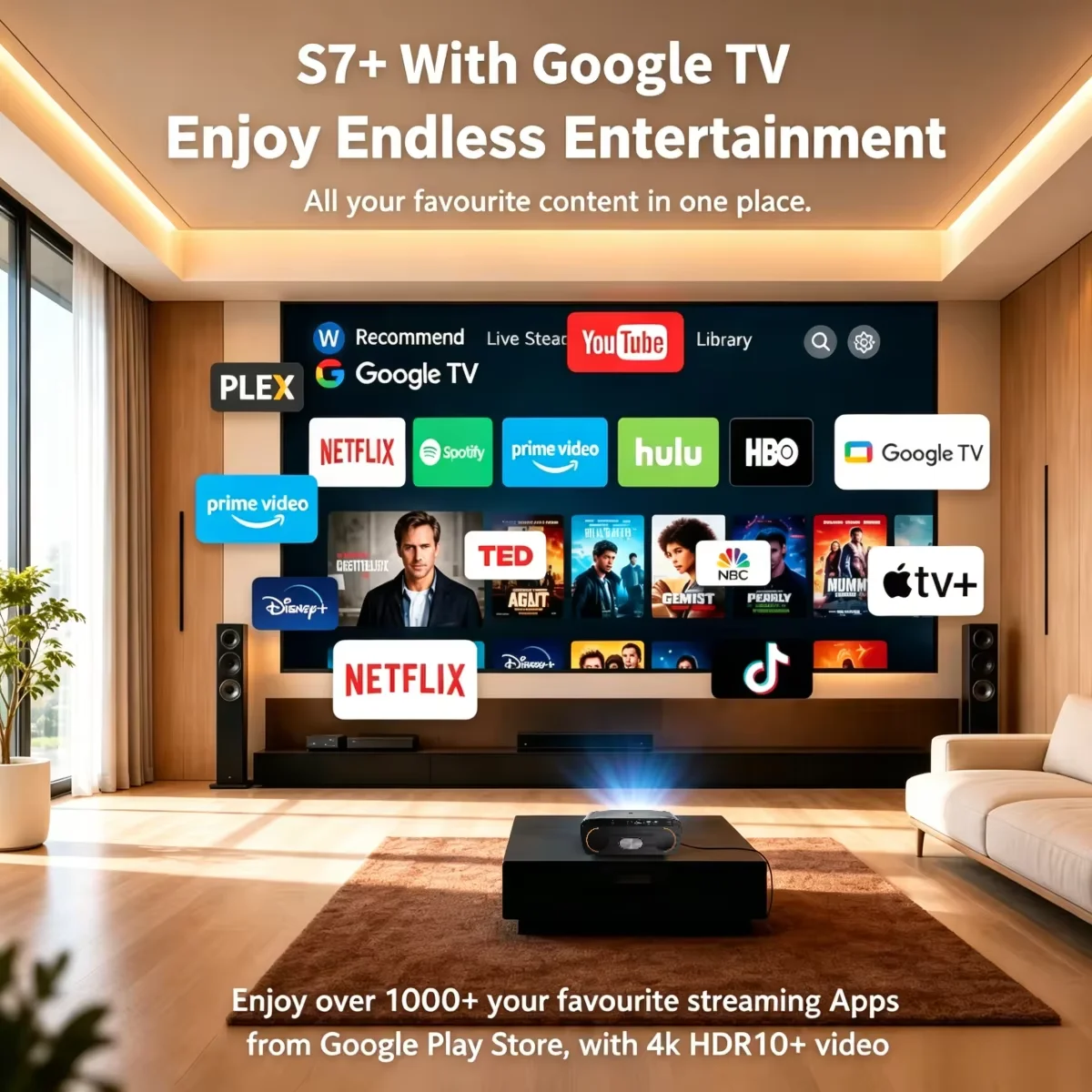 Proyektor 4000ANSI 4K S7 Siang - Home Cinema Experience ulasan dan harga