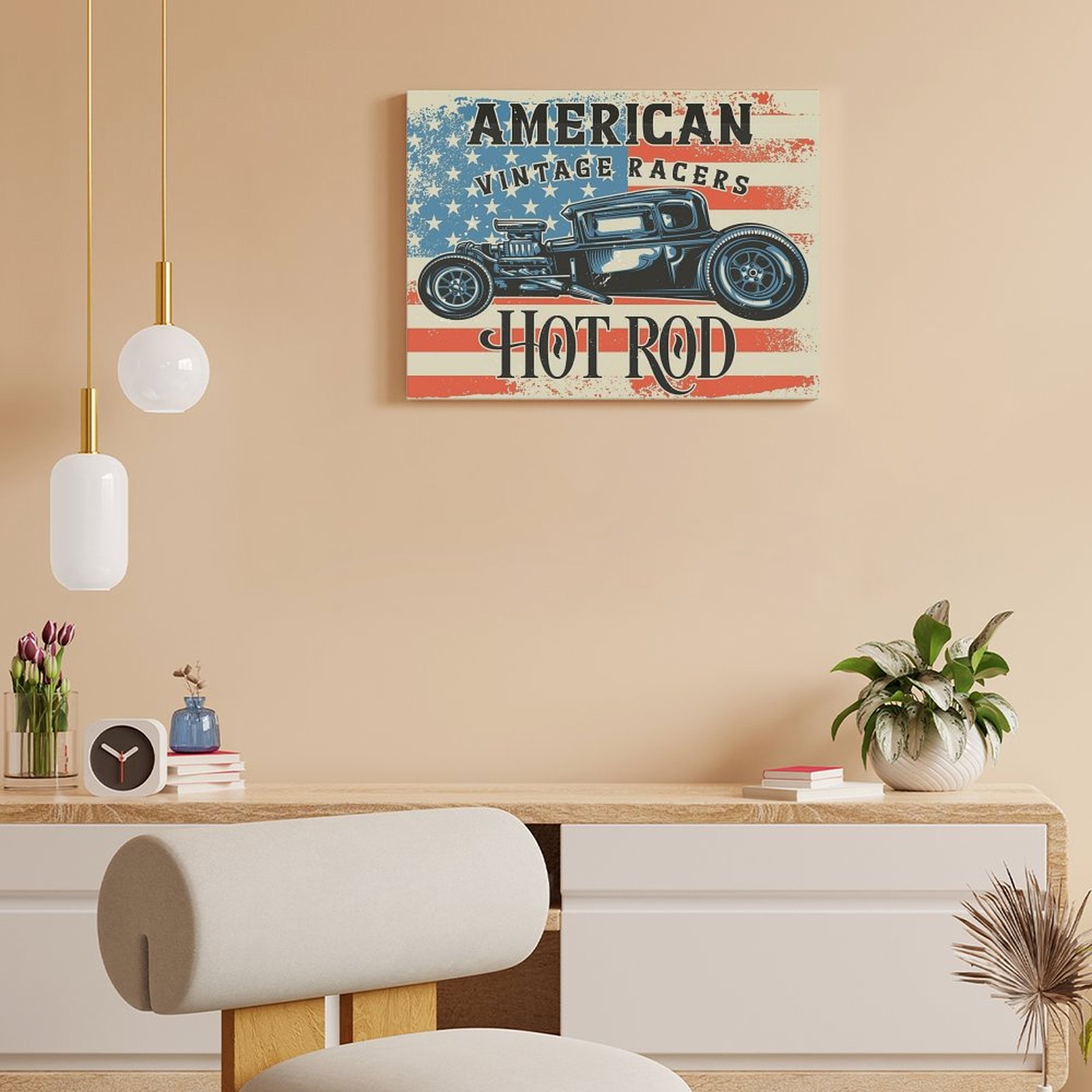 Lukisan Kanvas Hot Rod Amerika - Home Cinema Wall Design ulasan dan harga