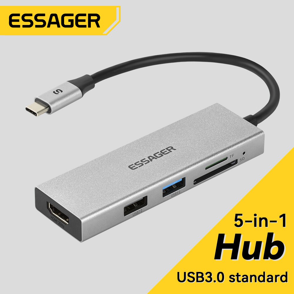 Essager 5 in 1 USB C HUB pemba - Home Cinema Usb ulasan dan harga