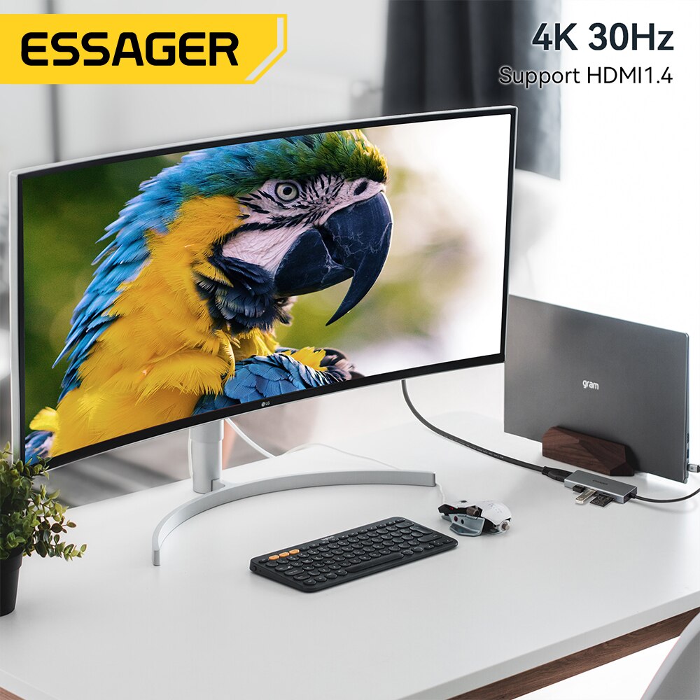 Essager 5 in 1 USB C HUB pemba - Home Cinema Usb ulasan dan harga
