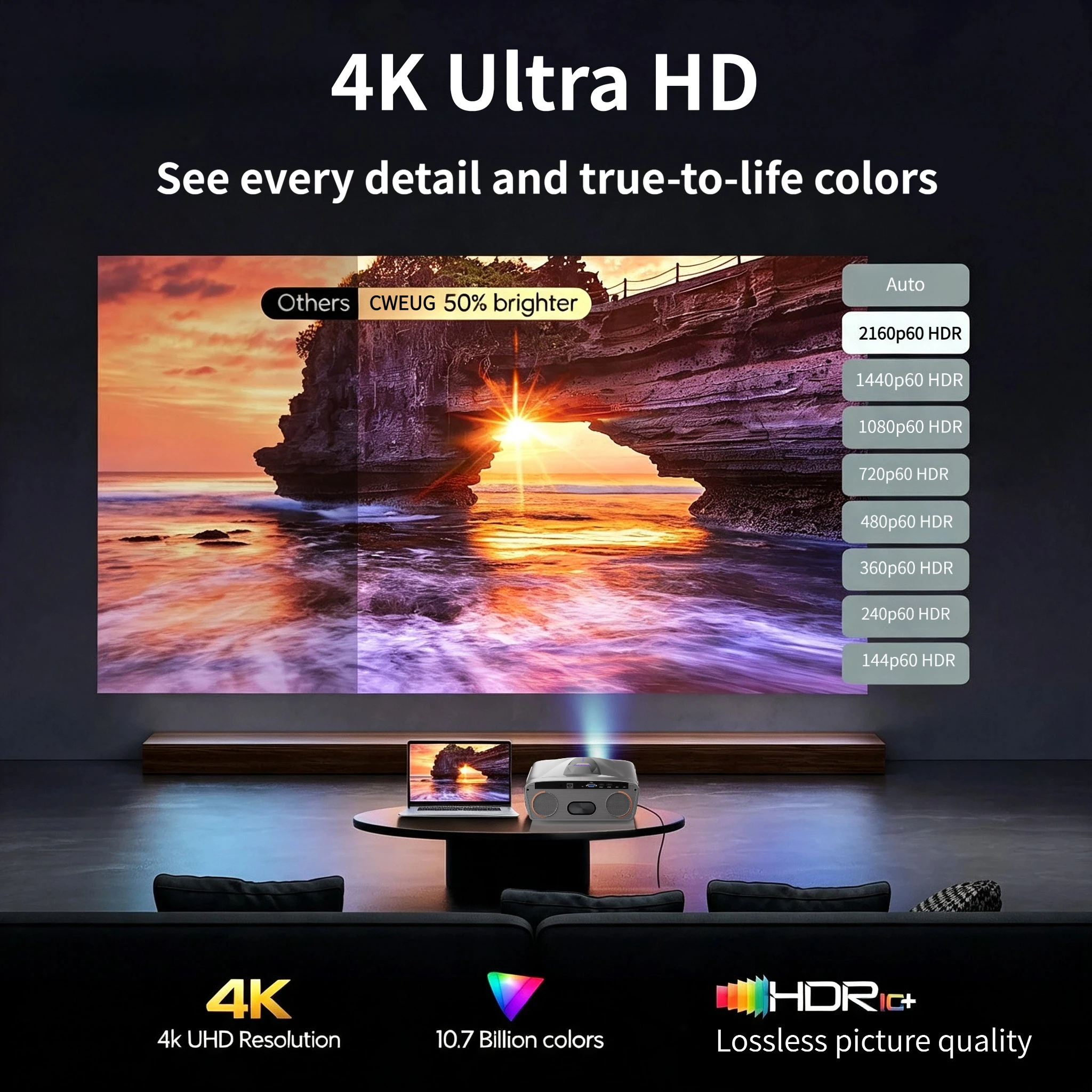 Proyektor 4K E9 UHD Baru Smart - Home Cinema Experience ulasan dan harga