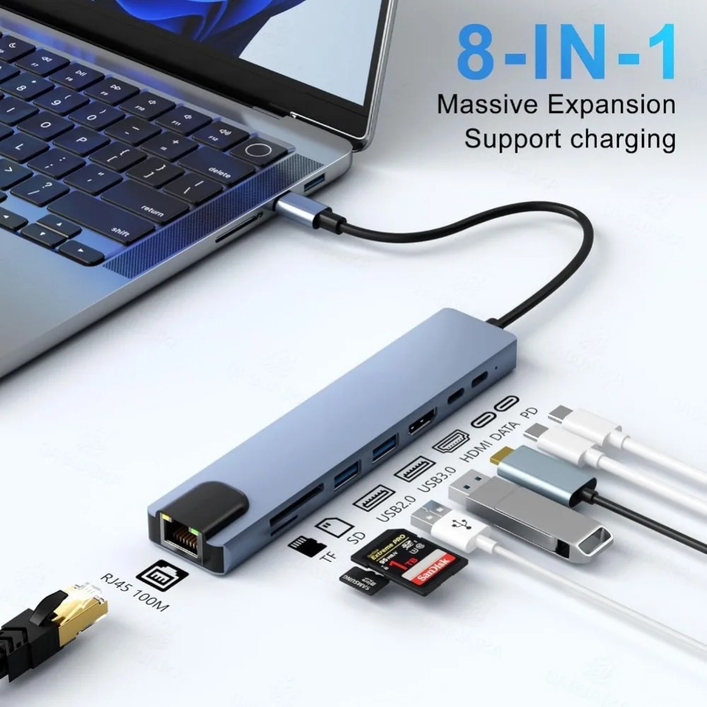 USB C Hub 8/7 in 1 4K HDMI Ada - Home Cinema Usb ulasan dan harga