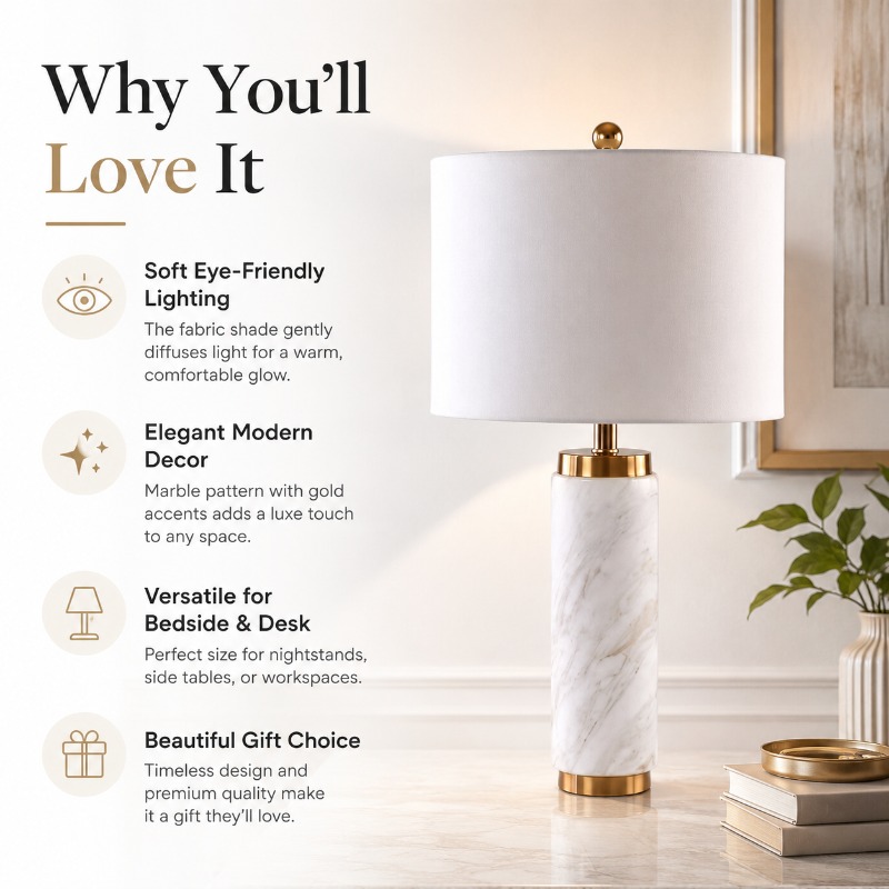 Lampu Meja Marmer Modern Mewah - Home Cinema Glasses ulasan dan harga