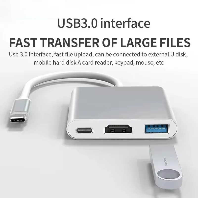 Adaptor 3 In 1 Tipe C Ke HDMI  - Home Cinema Usb ulasan dan harga
