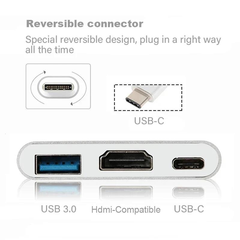 Adaptor 3 In 1 Tipe C Ke HDMI  - Home Cinema Usb ulasan dan harga